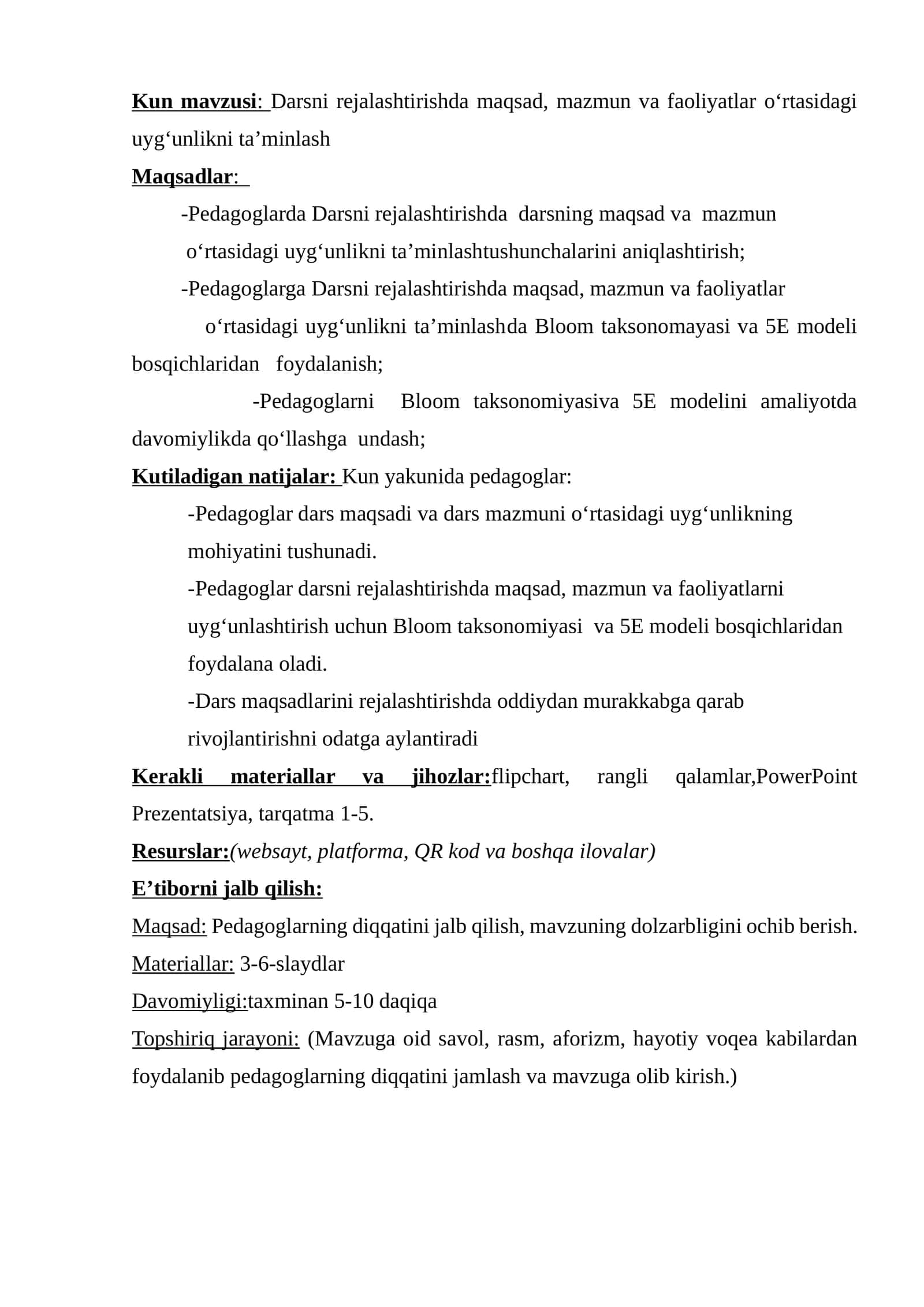 Darsni Rejalashtirishda Maqsad 1