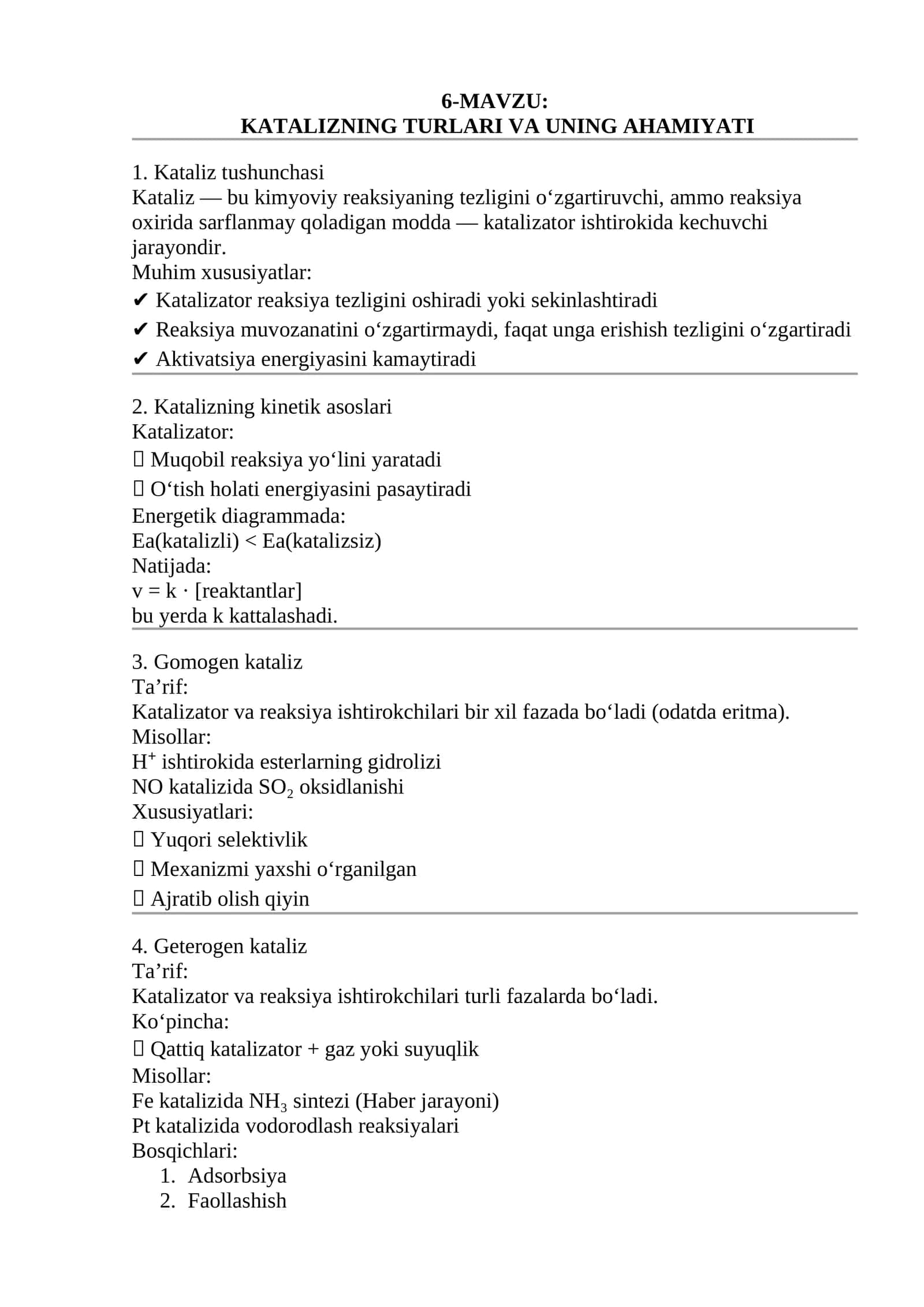 KATALIZNING TURLARI VA UNING AHAMIYATI 1