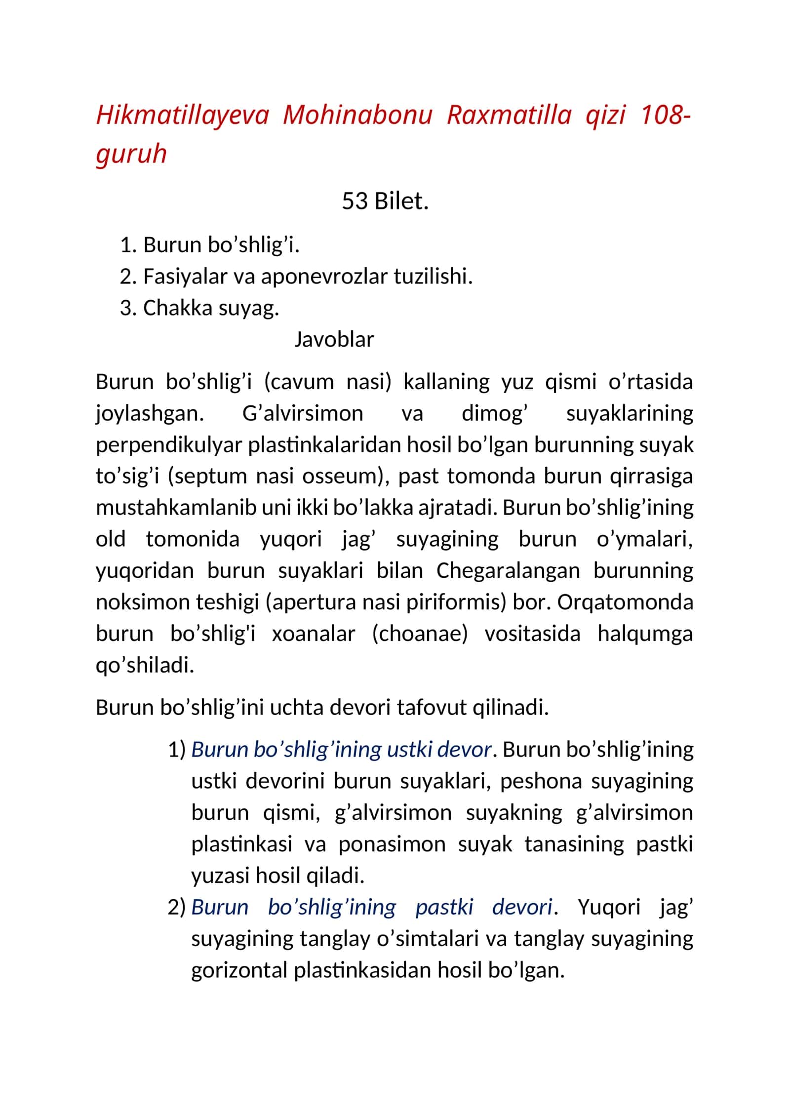 Burun bo’shlig’i 1