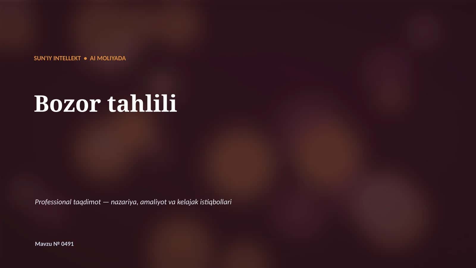 SUN'IY INTELLEKT • AI MOLIYADA 1