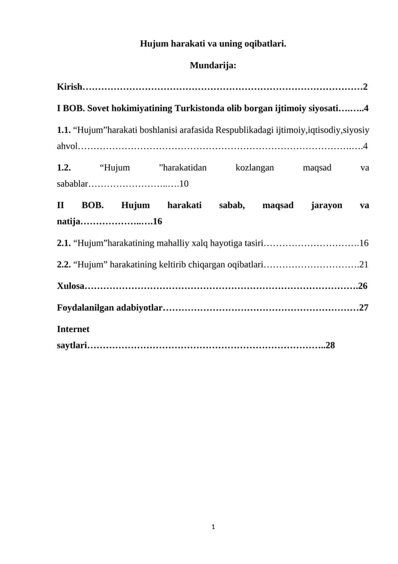 Hujum harakati va uning oqibatlari 1
