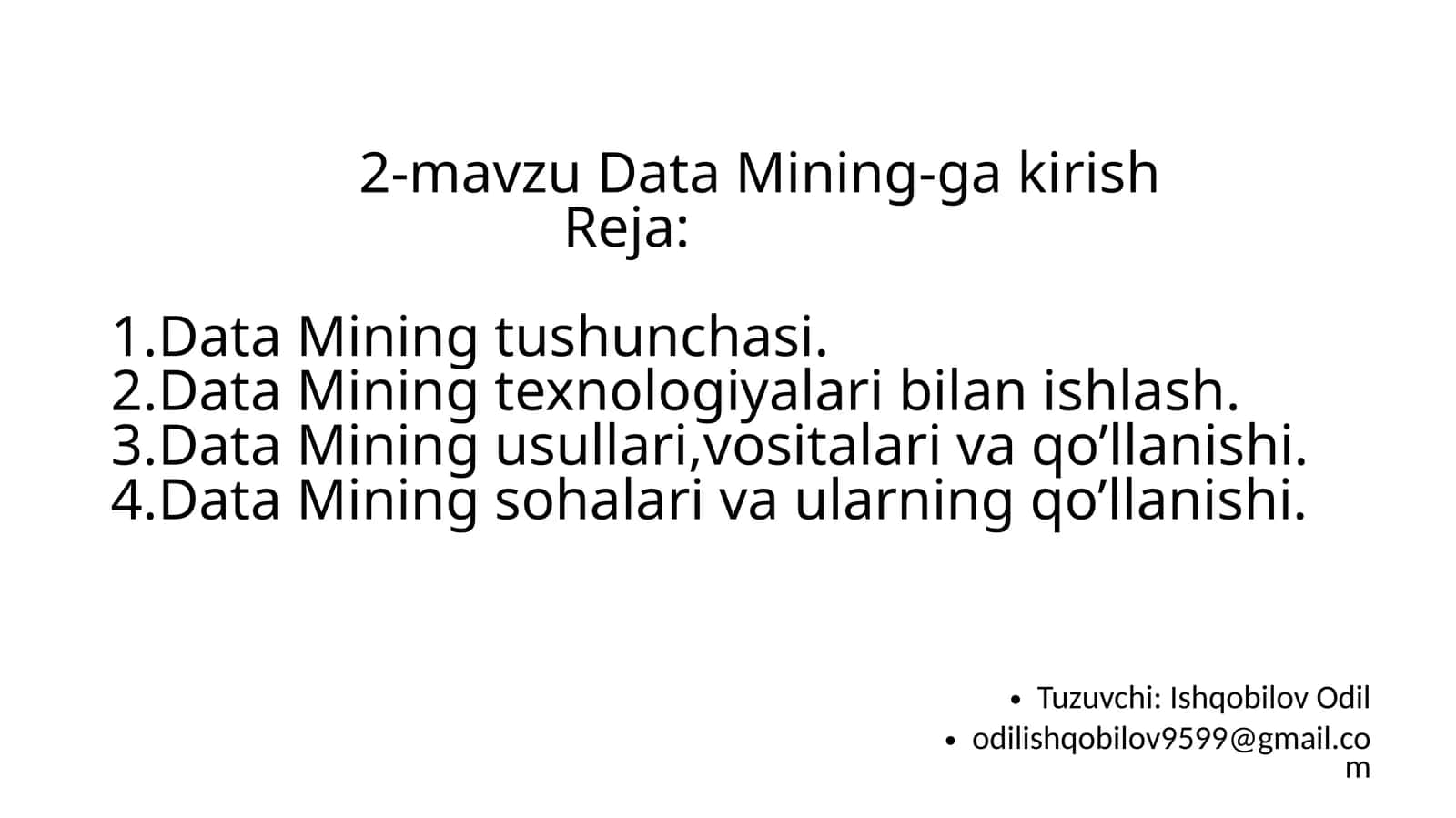 Data Mining-ga kirish 1