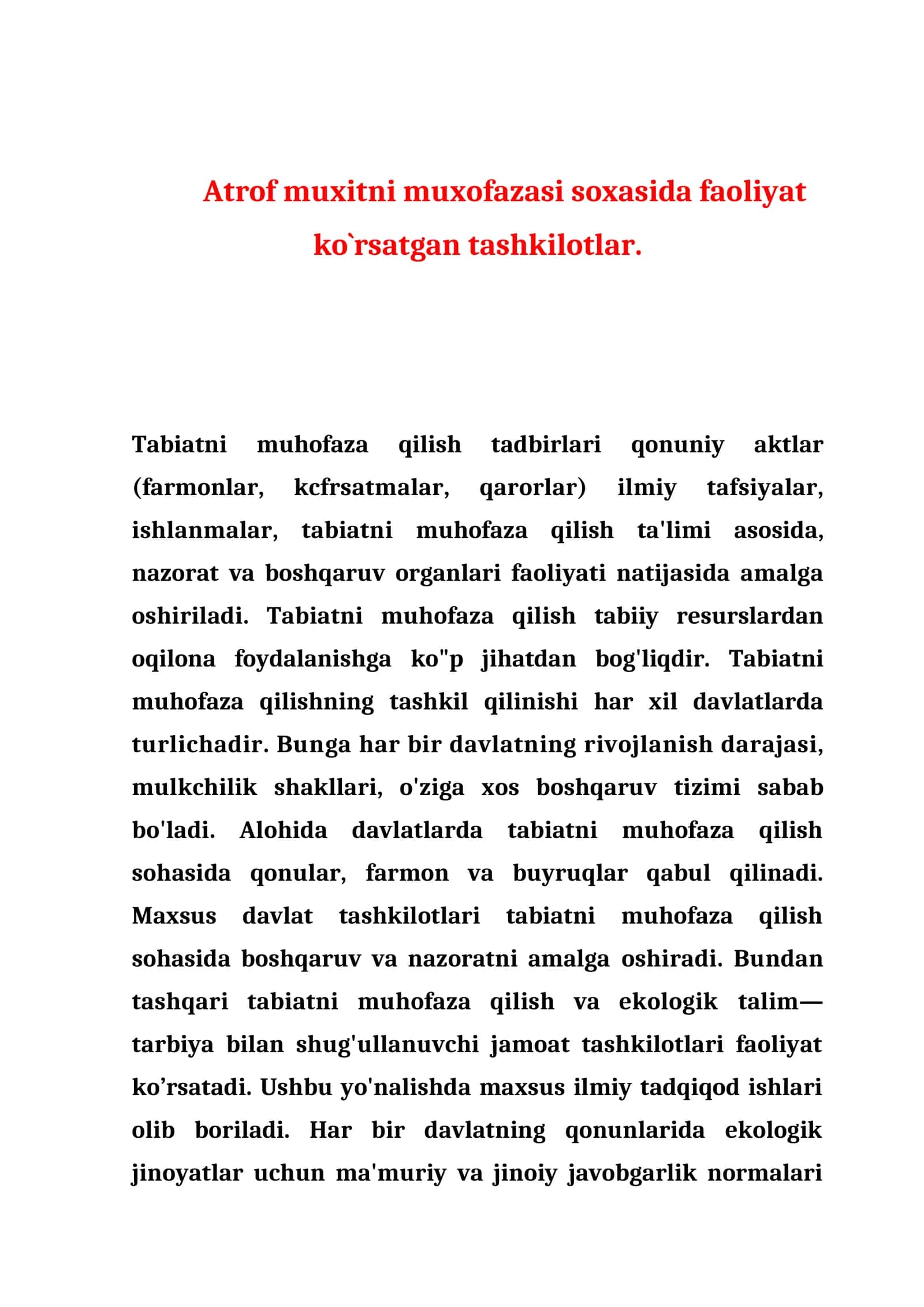 Tabiatni muhofaza qilish tadbirlari 1