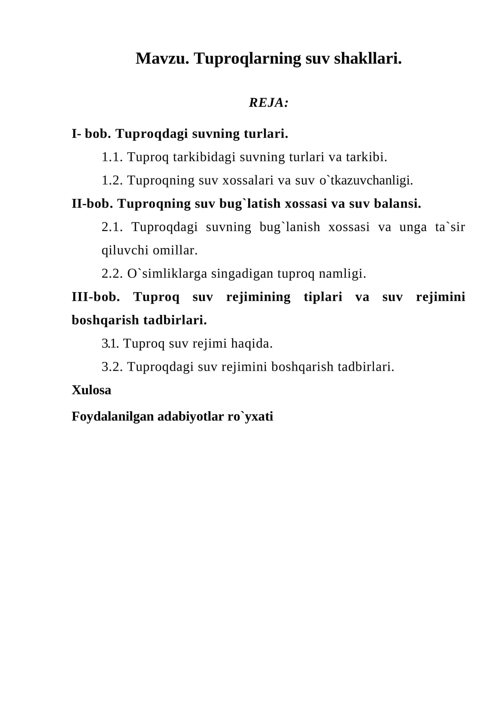 Tuproqlarning suv shakllari 1