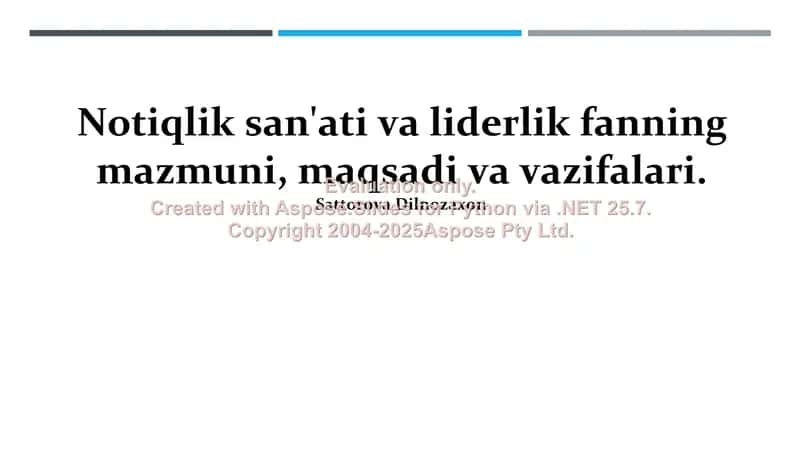 Muloqot san'ati va liderlik fani 1
