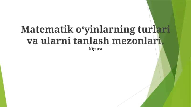 O'lchov va Ma'lumotlar O'yinlari 1