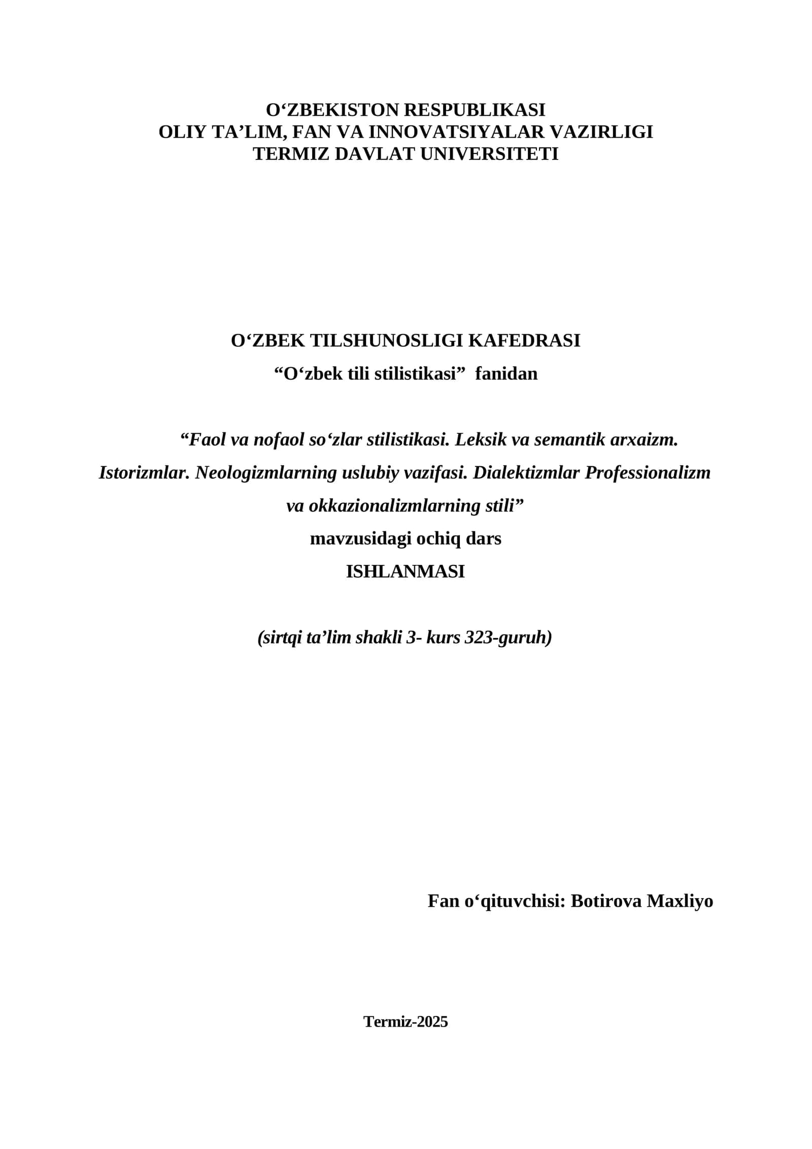 O‘zbek tili stilistikasi 1