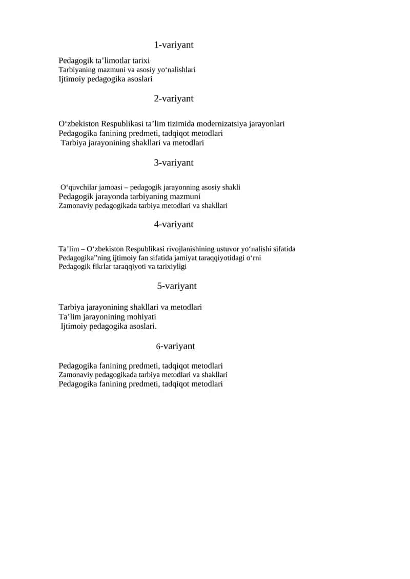 Pedagogik ta’limotlar tarixi 1