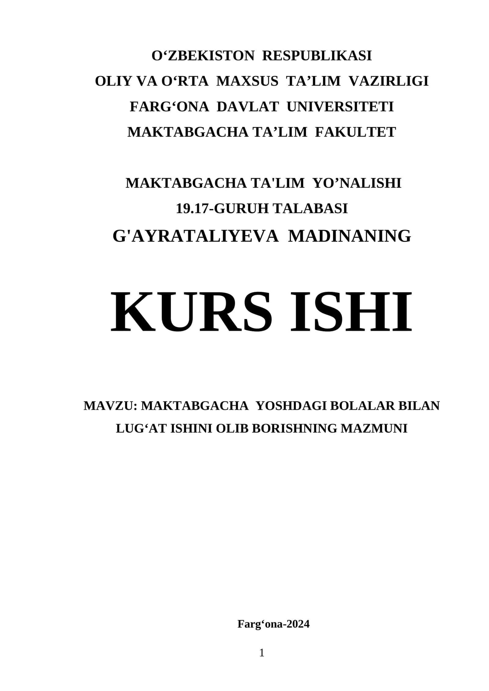 Maktabgacha  yoshdagi bolalar bilan lug‘at ishini olib borishning mazmuni 1