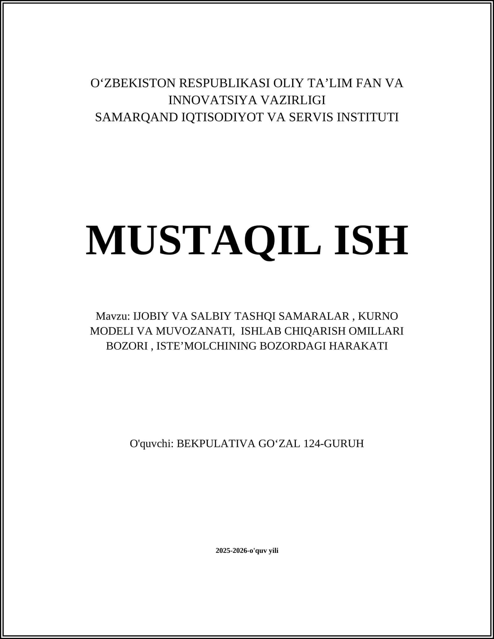 Ijobiy va Salbiy Tashqi Samaralar 1