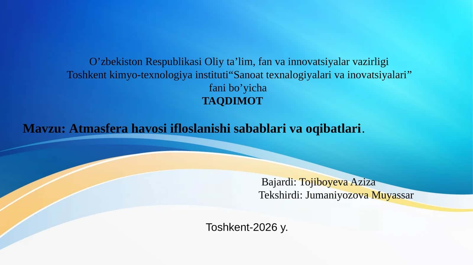 Atmasfera havosining ifloslanishi va uning oqibatlari 1