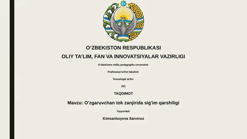 O'zgaruvchan tok zanjirida sig'im qarshiligi 1