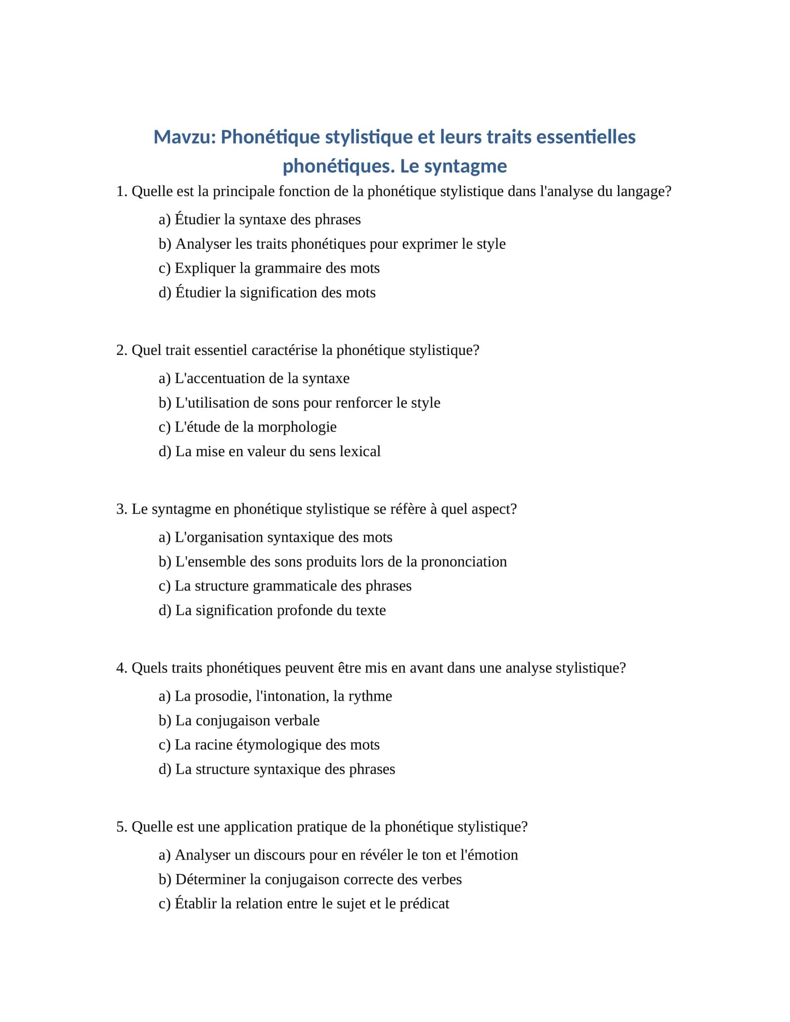 Phonétique stylistique et leurs traits essentielles phonétiques 1