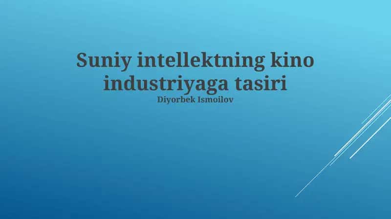 Sun'iy intellekt va vizual effektlar 1