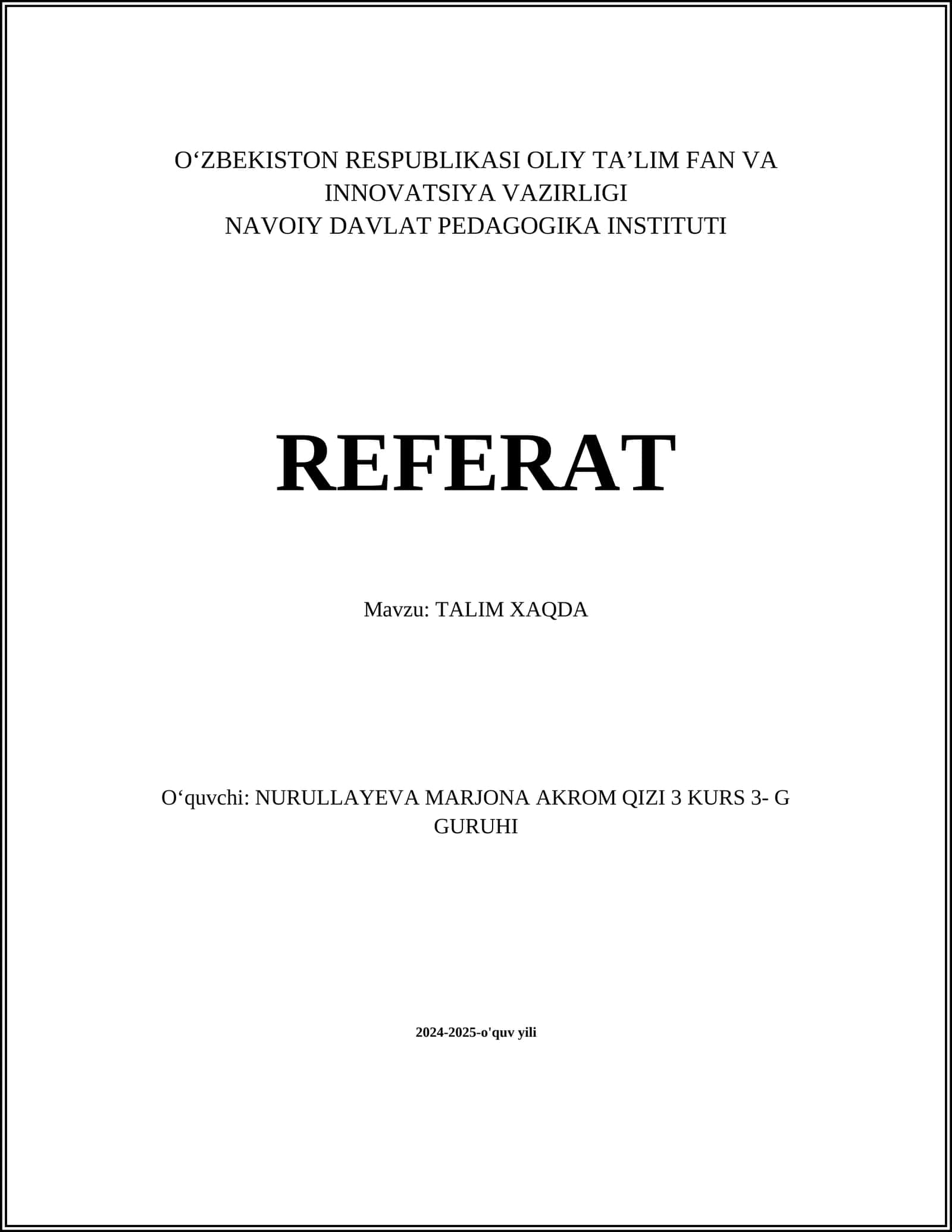 TALIM XAQDA 1
