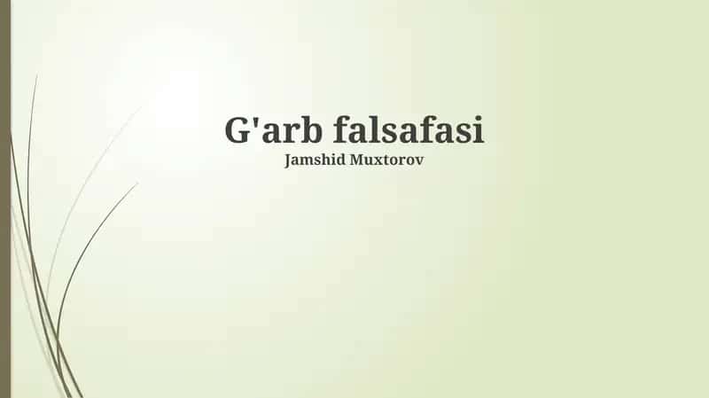G'arb falsafasi 1