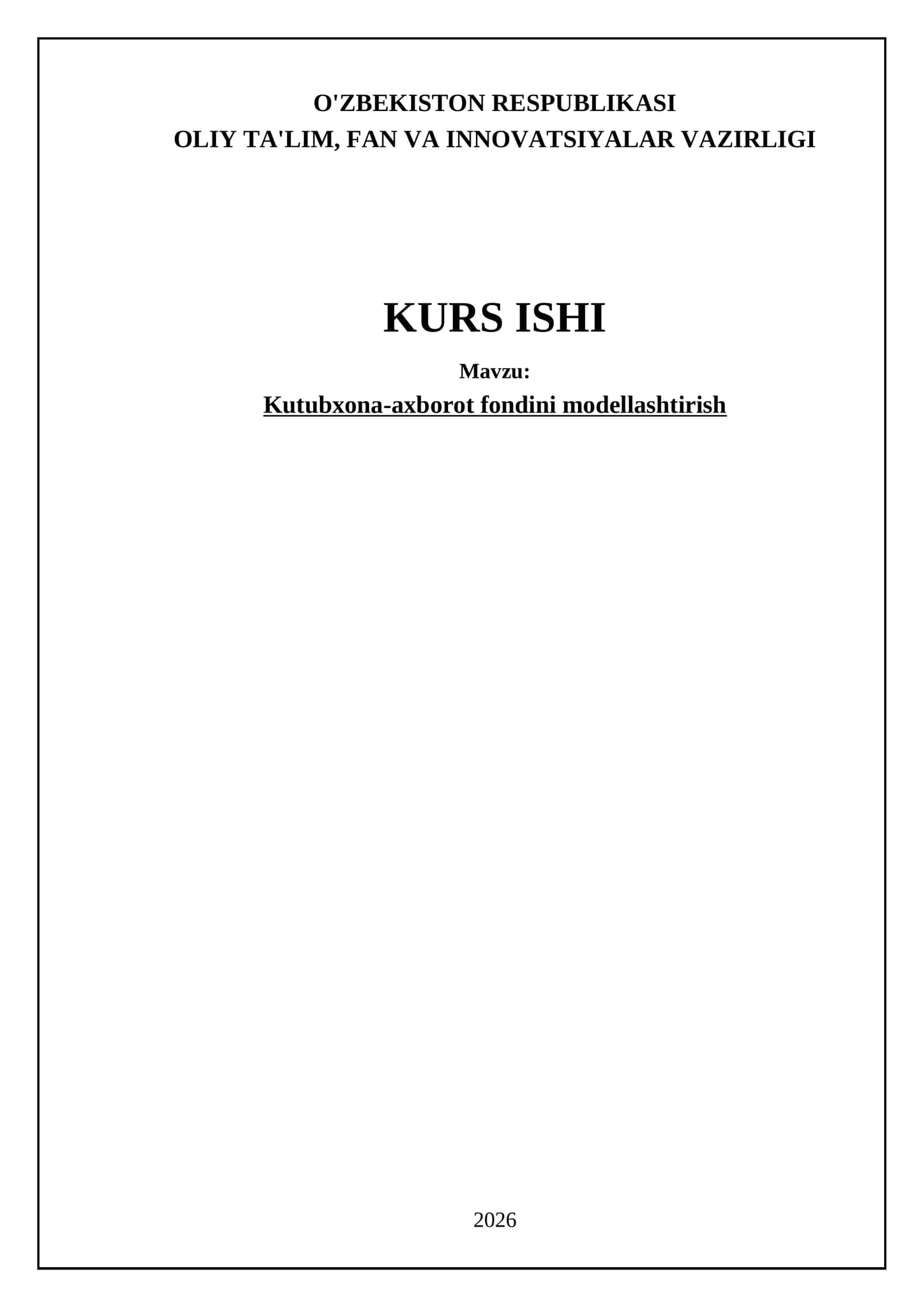 Kutubxona-axborot fondini modellashtirish 1