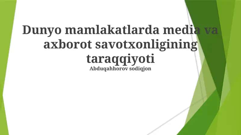 Media va axborot savodxonligini rivojlantirish 1