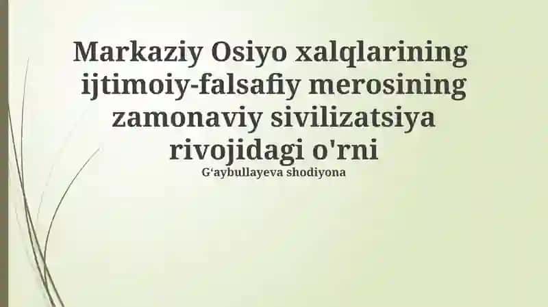Markaziy Osiyo xalqlarining ijtimoiy-falsafiy merosi