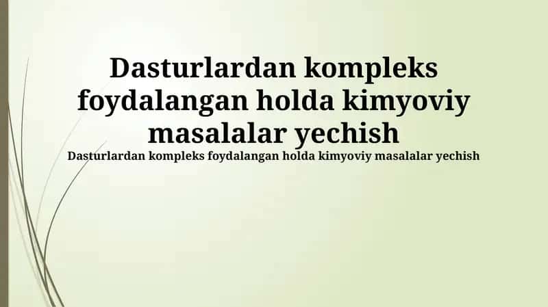 Kimyoviy Masalalar Yechish 1