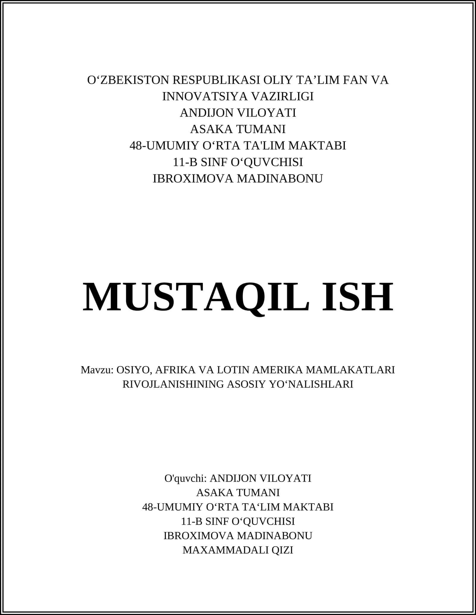 Iqtisodiy o‘sish va sanoatlashtirish 1