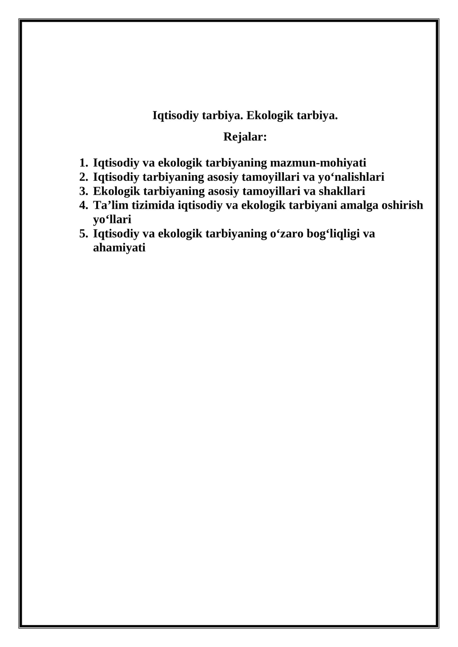 Iqtisodiy tarbiya. Ekologik tarbiya 1