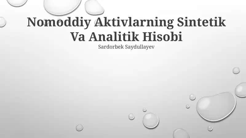 Nomoddiy Aktivlarning Sintetik Va Analitik Hisobi 1