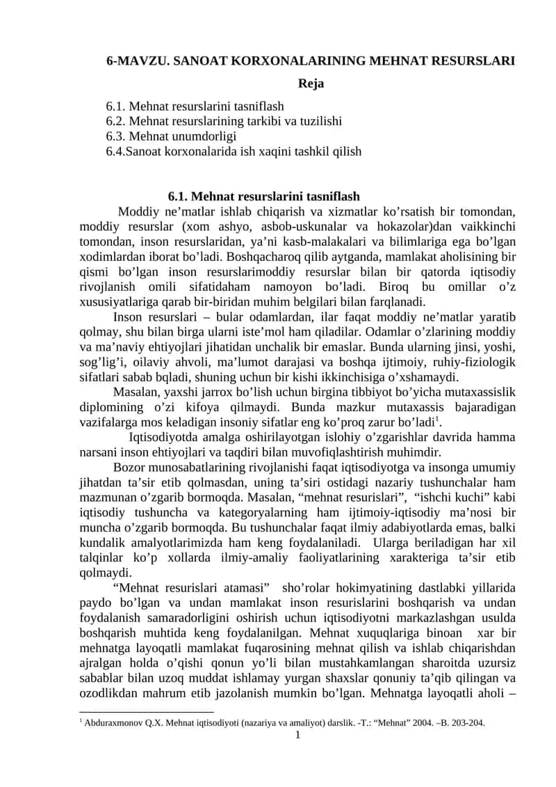 Mehnat resurslari 1