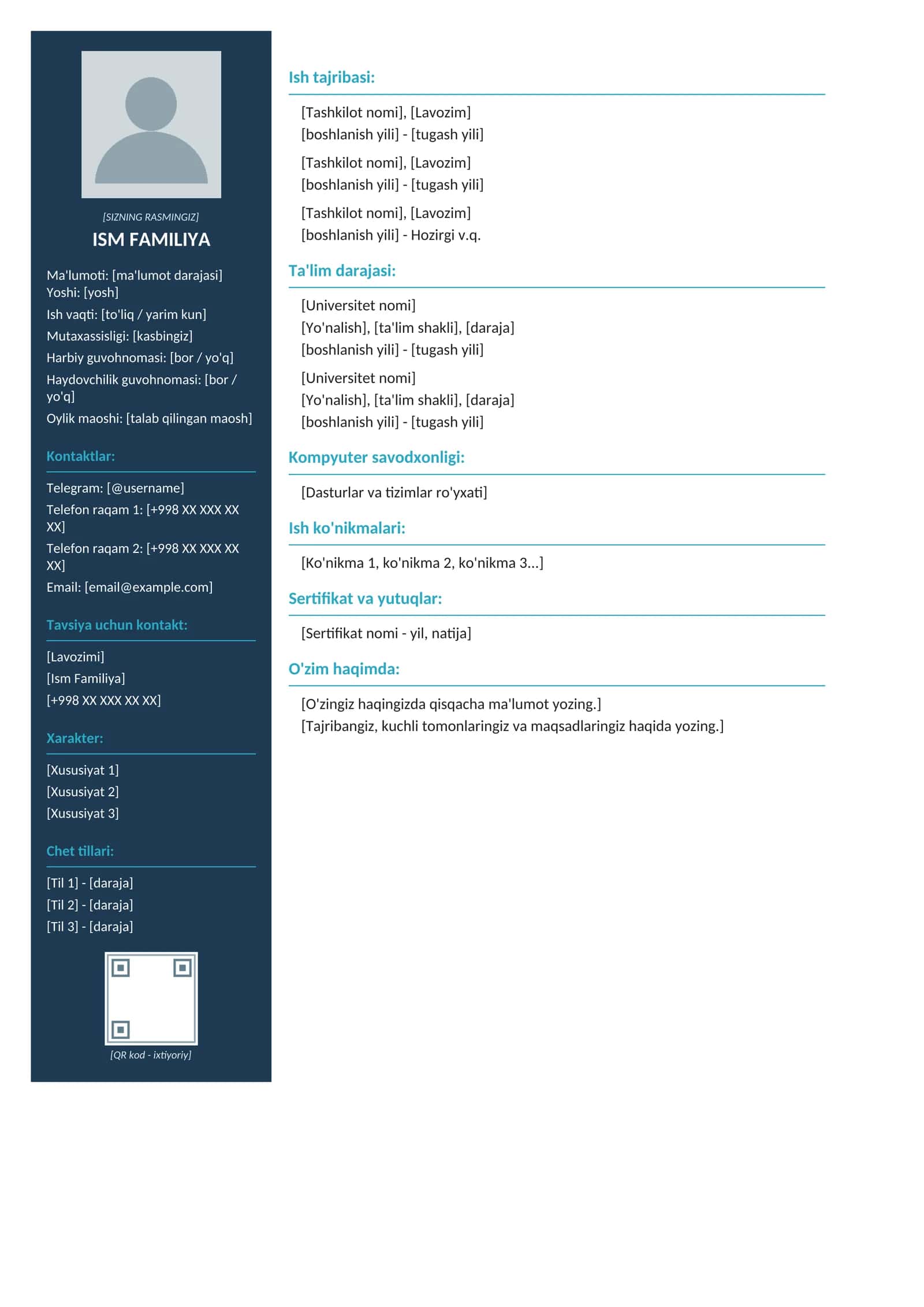 Rezyume. CV 1