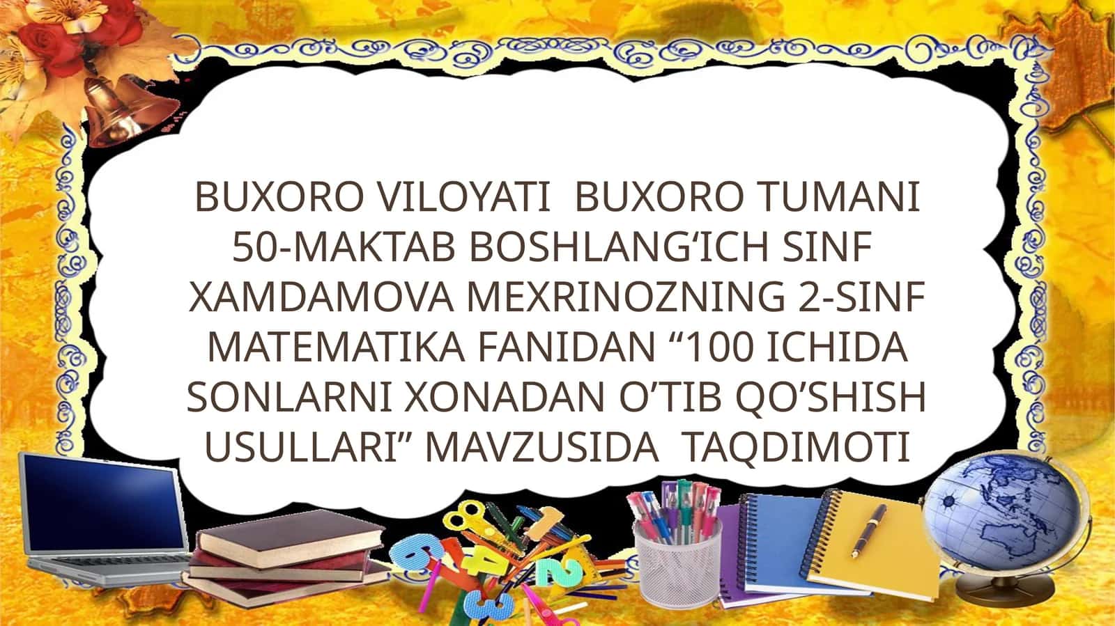 100 ichida sonlarni xonadan o’tib qo’shish usullari 1