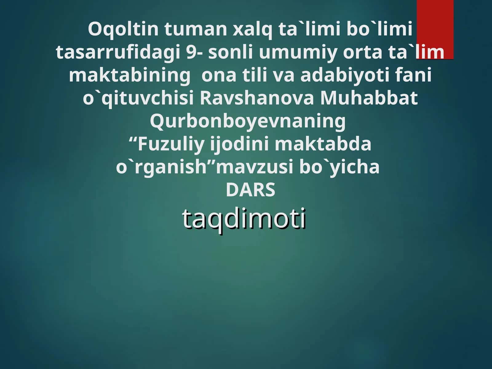 Fuzuliy ijodini maktabda o'rganish 1