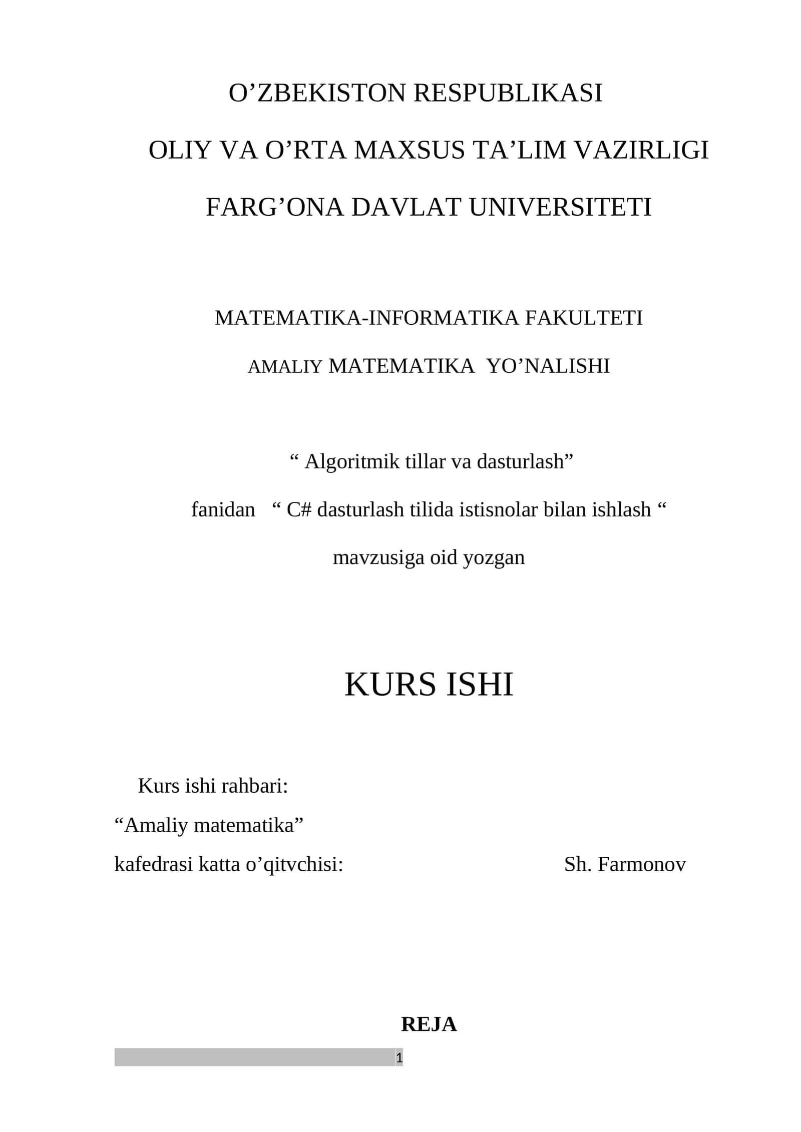 “Amaliy matematika” 1