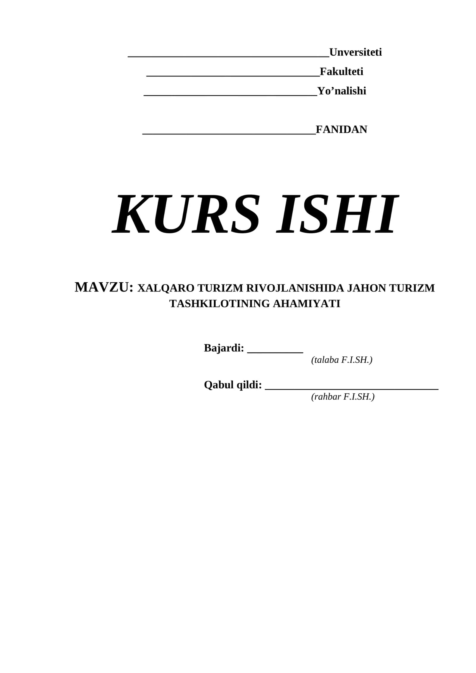 XALQARO TURIZM RIVOJLANISHIDA JAHON TURIZM TASHKILOTINING AHAMIYATI 1