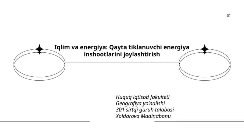 Iqlim va energiya: Qayta tiklanuvchi energiya inshootlarini joylashtirish 1