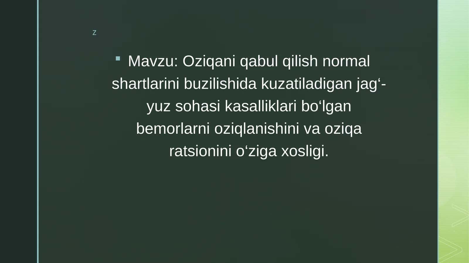 Jag‘-yuz sohasi kasalliklari va oziqlanish muammosi 1