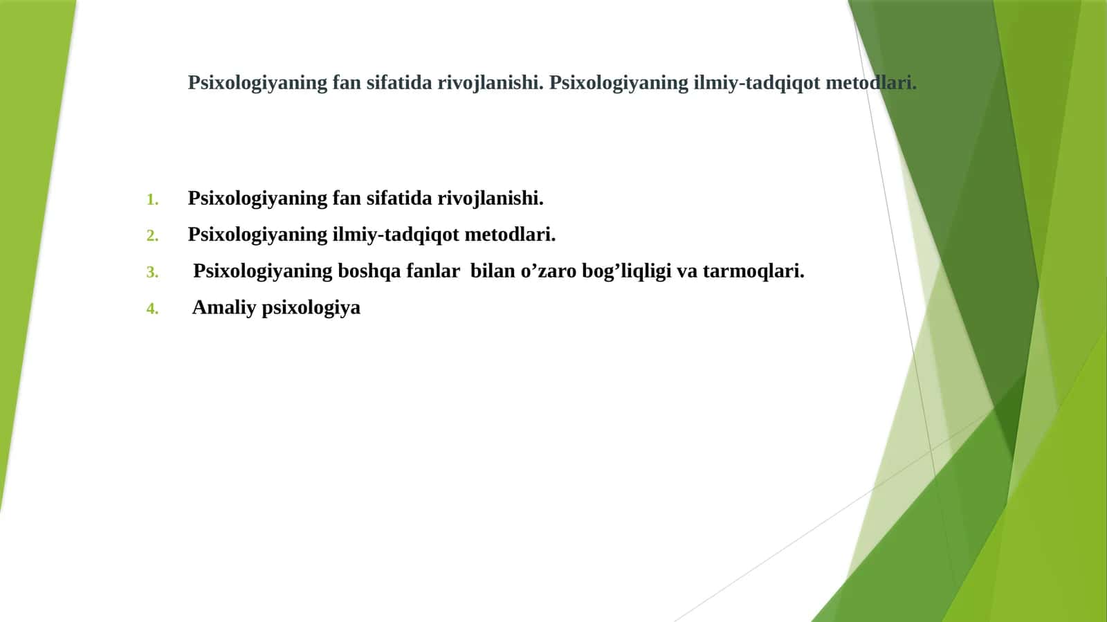 Psixologiya fanidan ta'lim 1