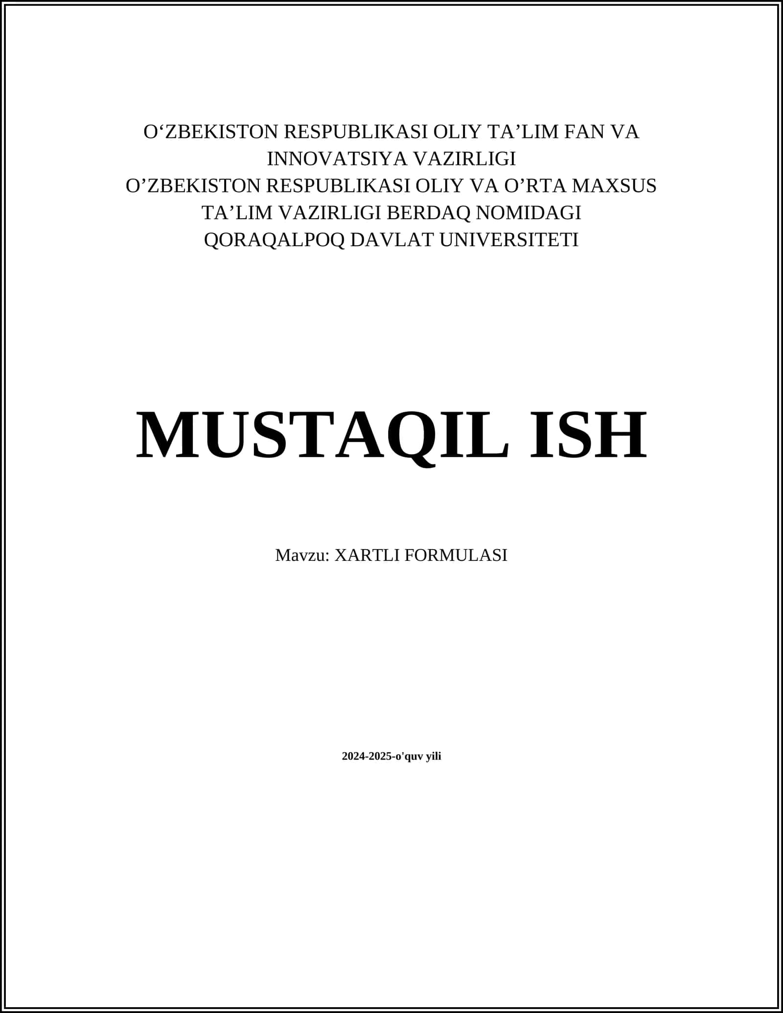 XARTLI FORMULASI 1