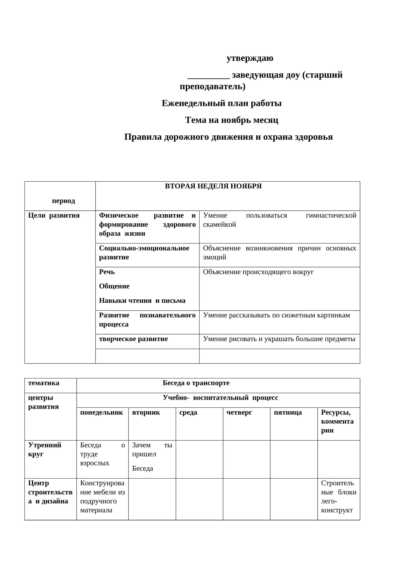 Еженедельный план работы 1
