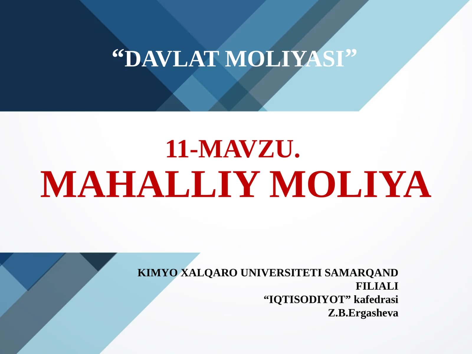 MAHALLIY MOLIYA 1