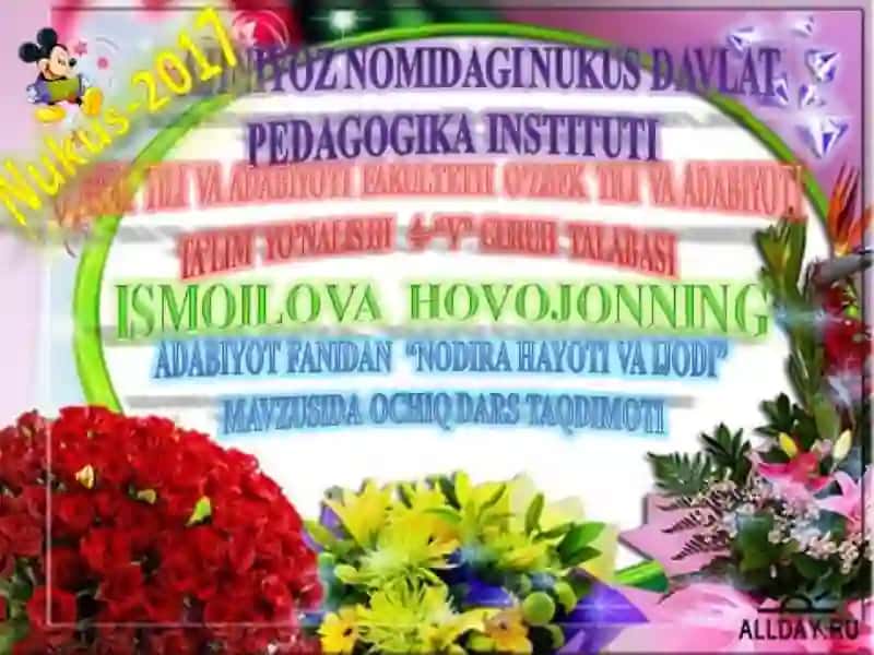 NODIRA HAYOTI VA IJODI