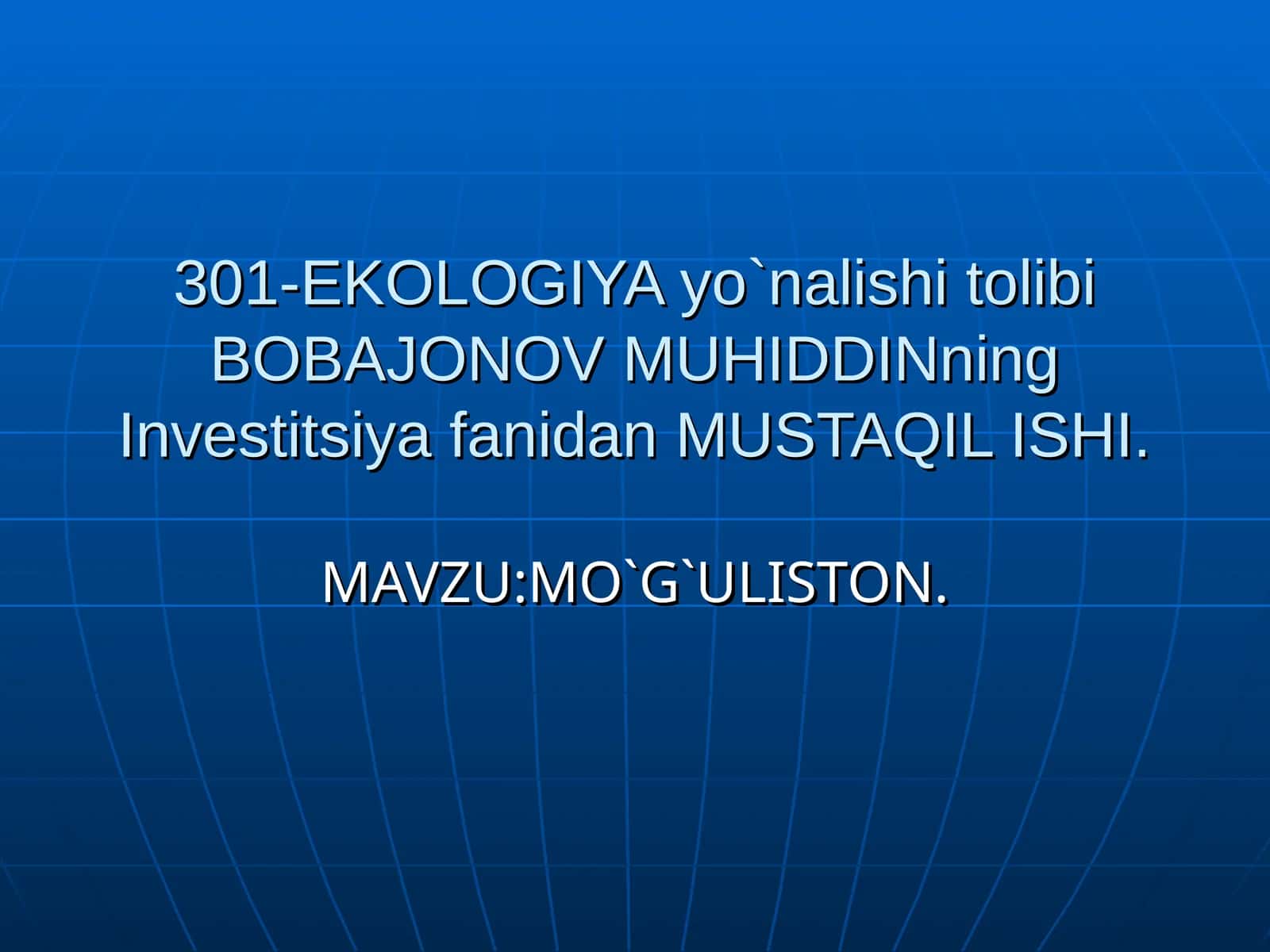 MO`G`ULISTON 1