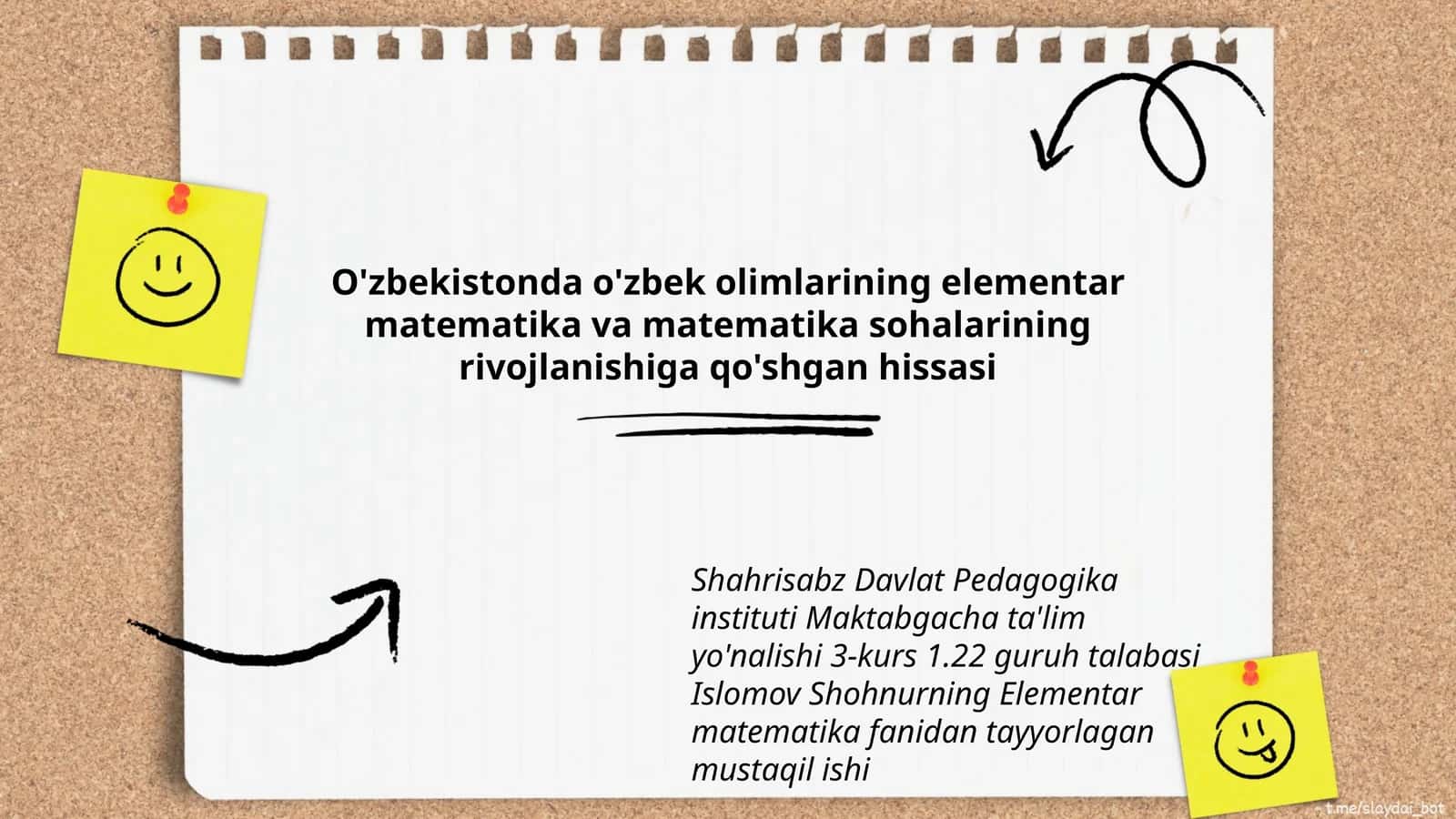 Islomov Shohnurning Elementar matematika fanidan tayyorlagan mustaqil ishi 1