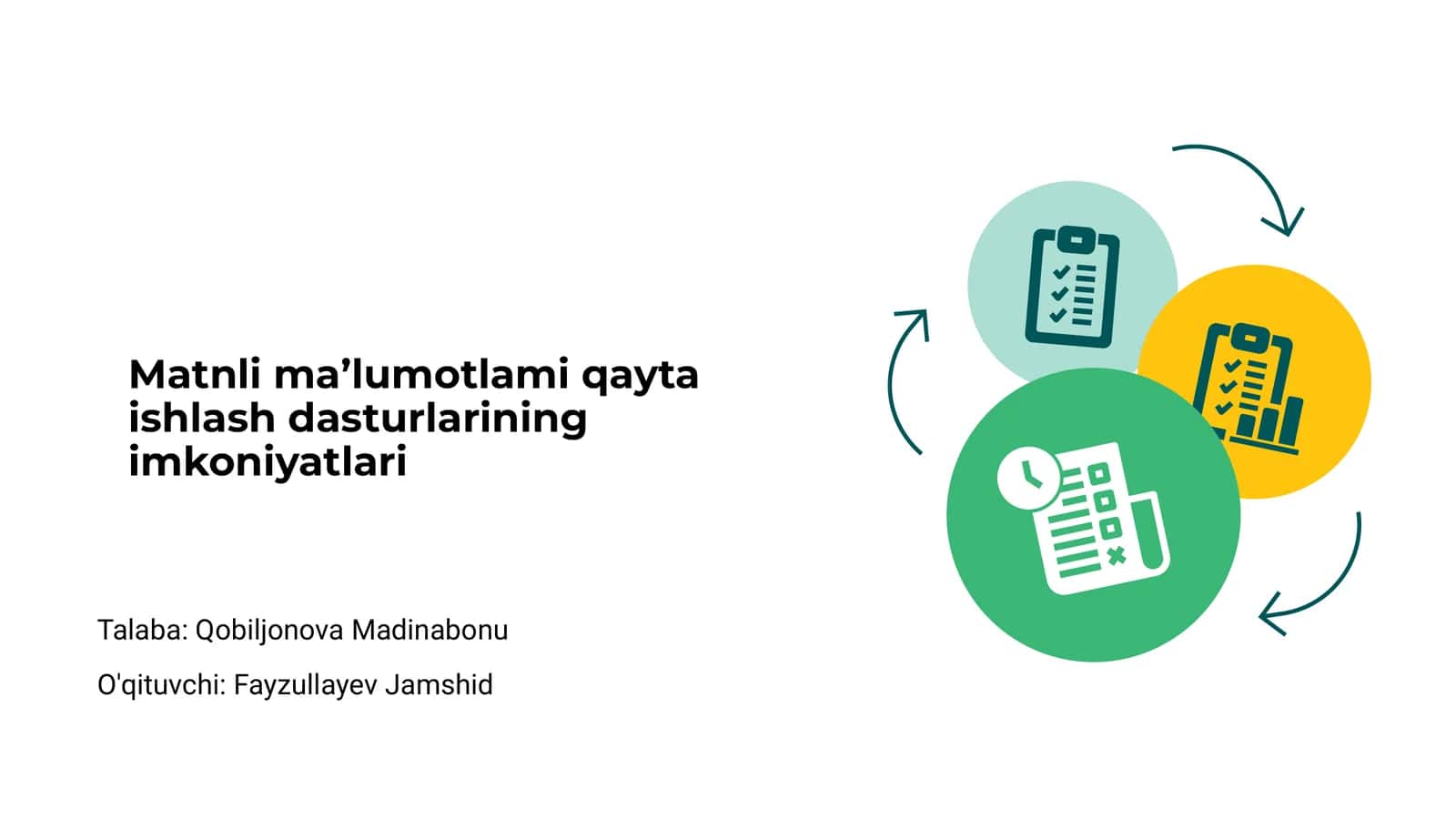 Matnli ma’lumotlami qayta ishlash dasturlarining imkoniyatlari 1