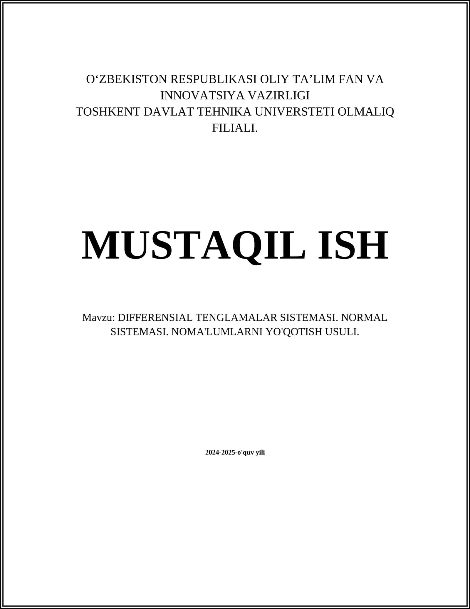 DIFFERENSIAL TENGLAMALAR SISTEMASI 1