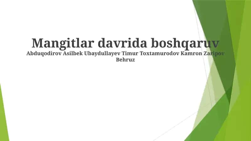 Mangitlar davrida boshqaruv 1
