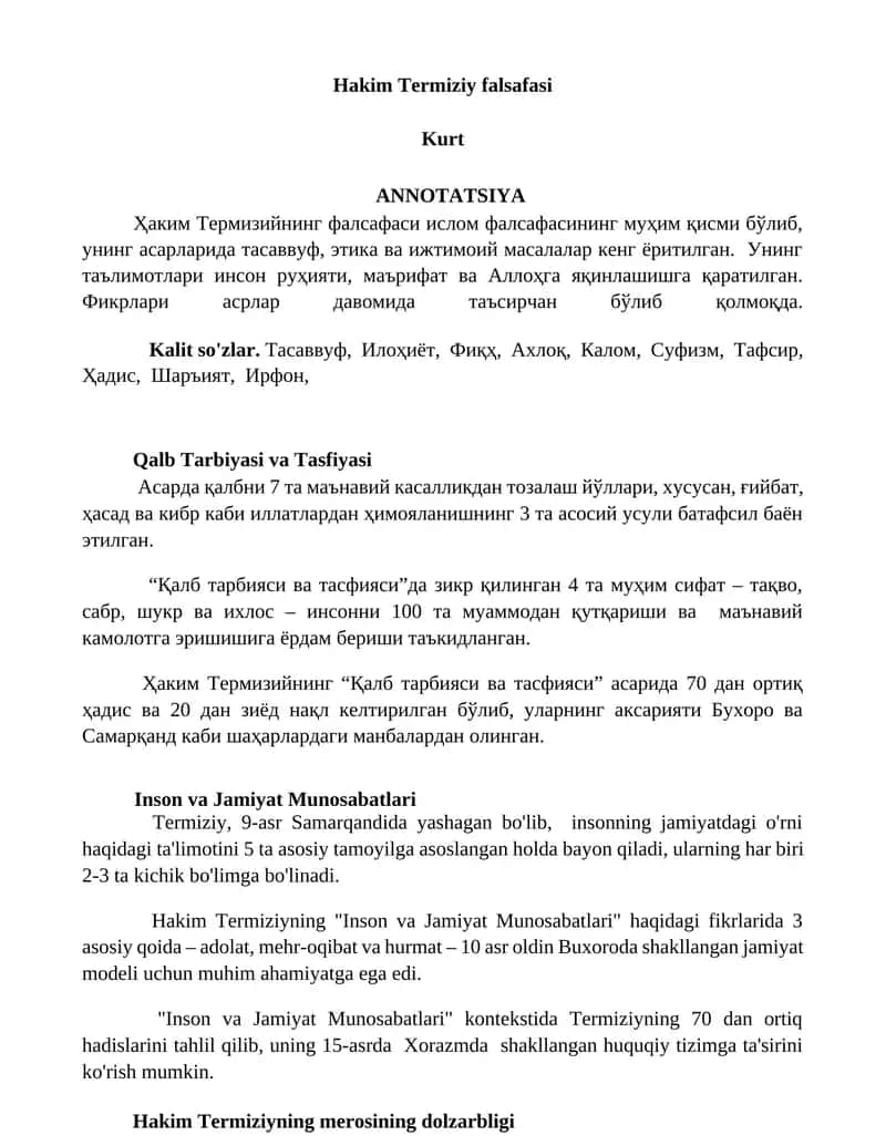 Hakim Termiziy falsafasi 1