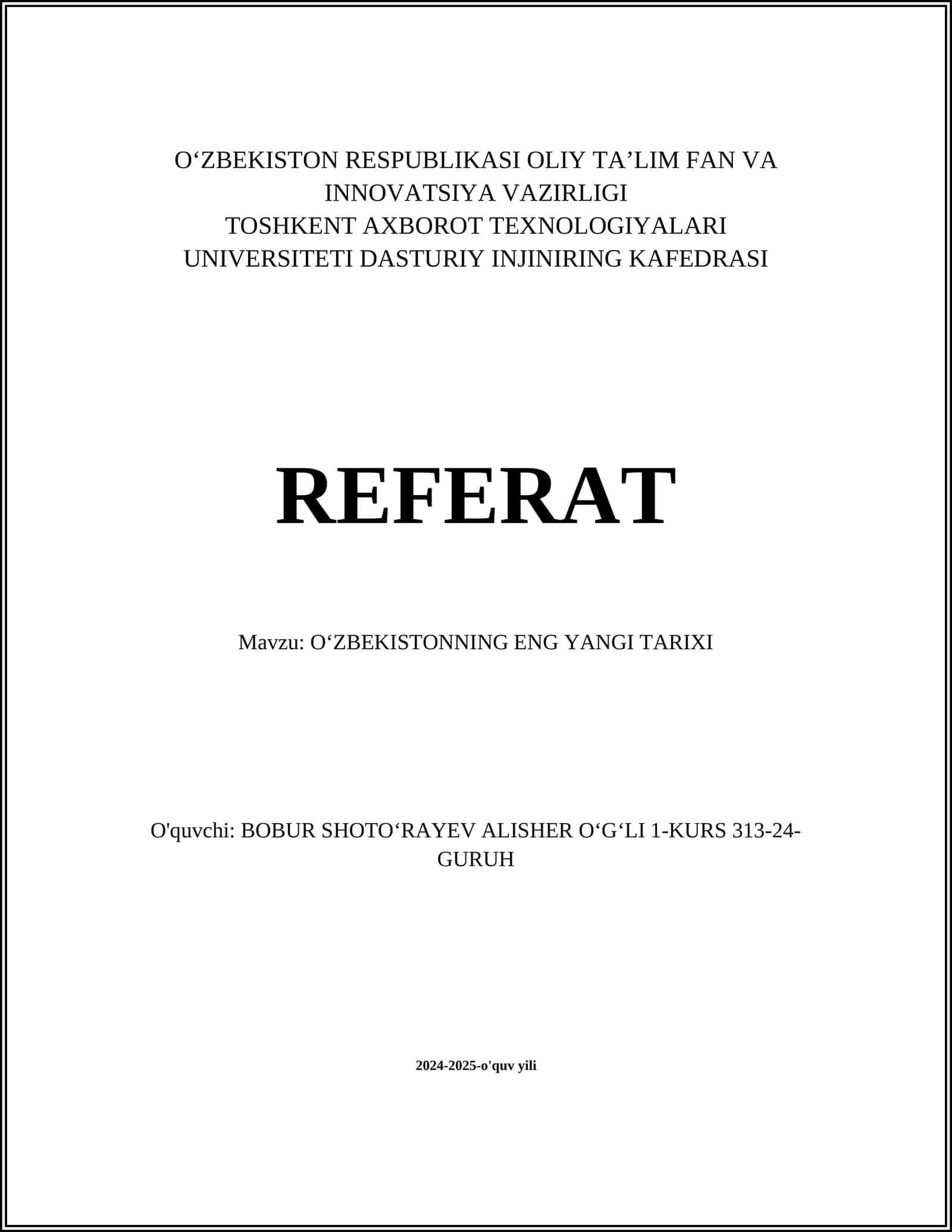 OʻZBEKISTONNING ENG YANGI TARIXI 1