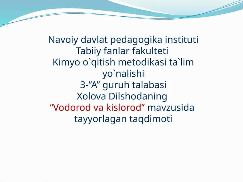 "Vodorod va kislorod" 1