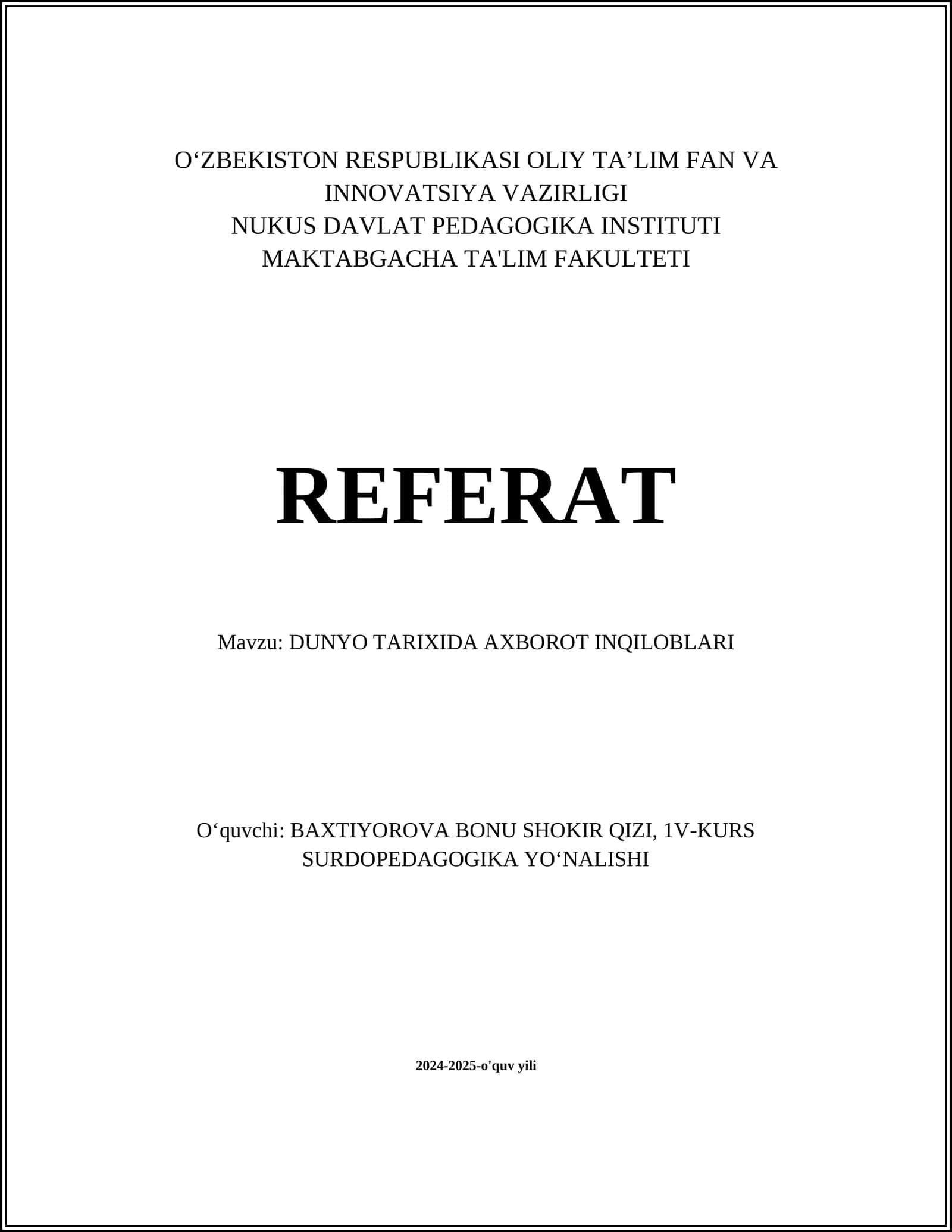 DUNYO TARIXIDA AXBOROT INQILOBLARI 1