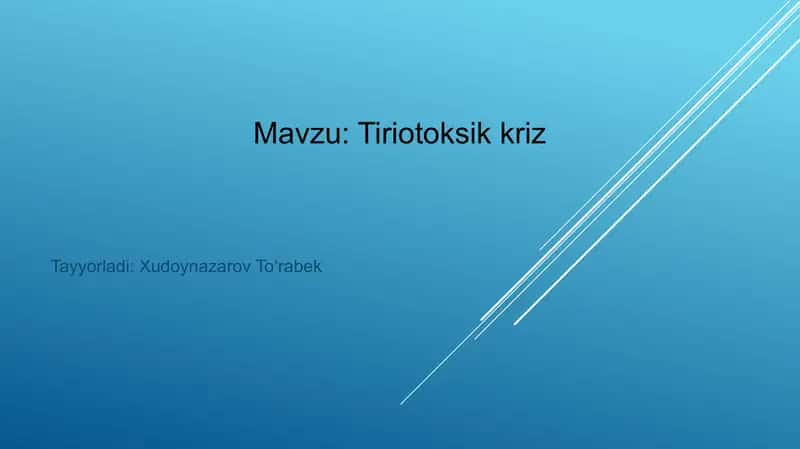 Tiriotoksik kriz 1
